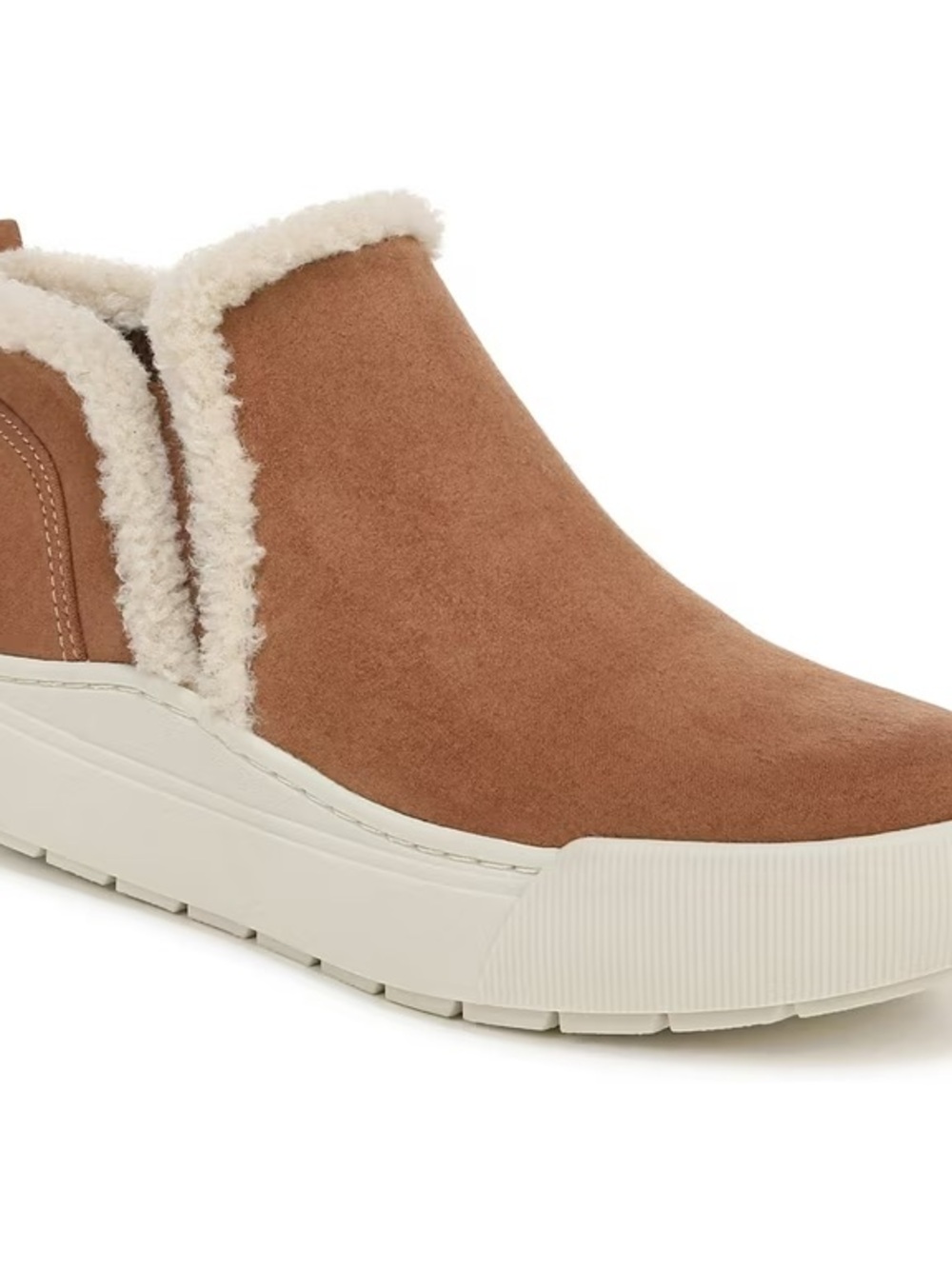 (NEW) Dr. Scholl's Tan Suede Shearling-Lined Slip-On Mule